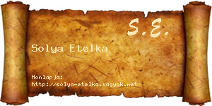 Solya Etelka névjegykártya